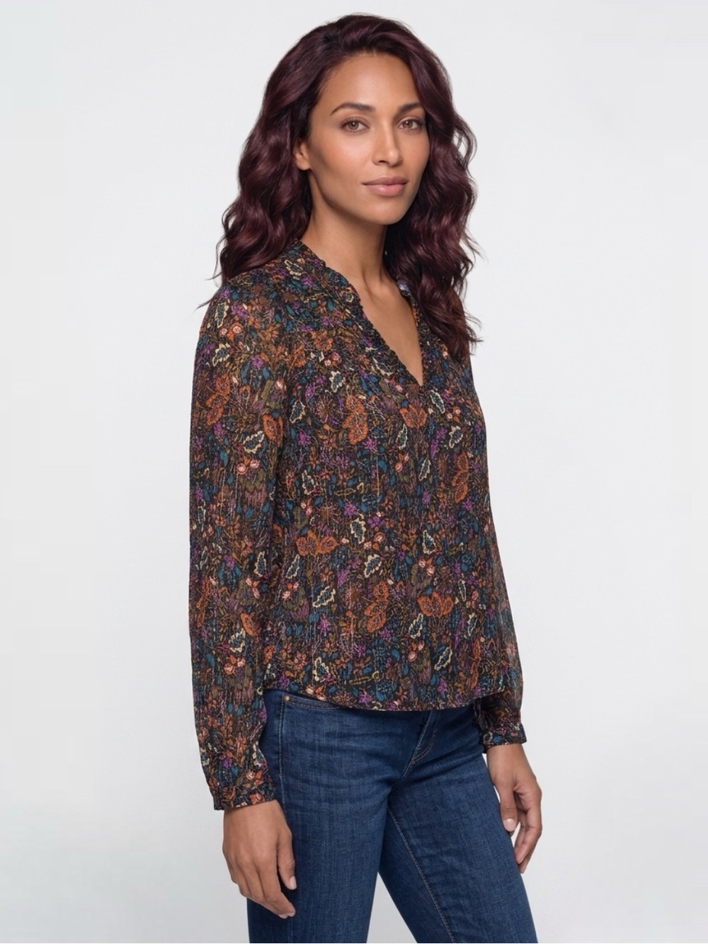 Dear John split neck paisley/floral blouse